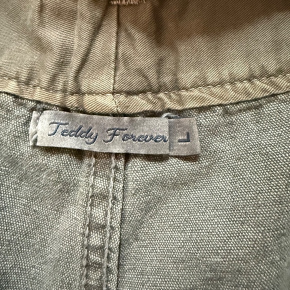 NWOT Dr. Collectors / P65 Farmer Pleated Pants Linen// Uneven Dye Swiss Army / L - Picture 2 of 4